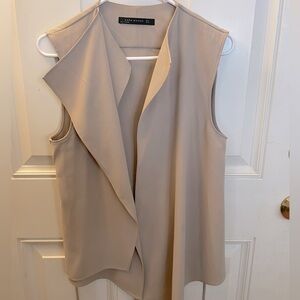 Zara Beige Sleeveless Blazer